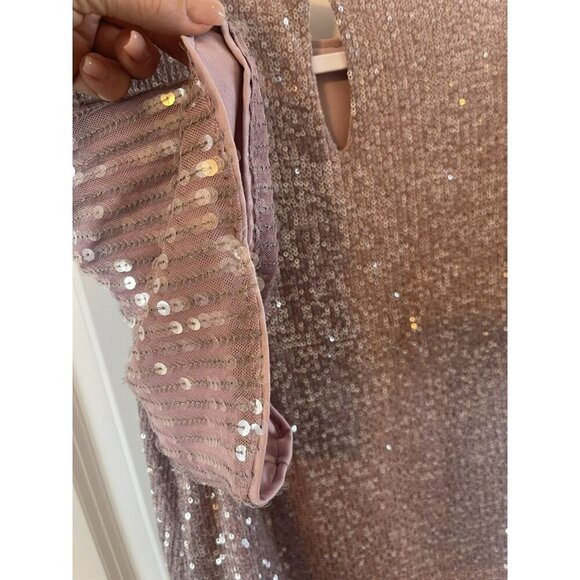 Cable & Gauge lavender with Champagne Sequin Short Bell Sleeve Top S Lined NWOT - Picture 5 of 6